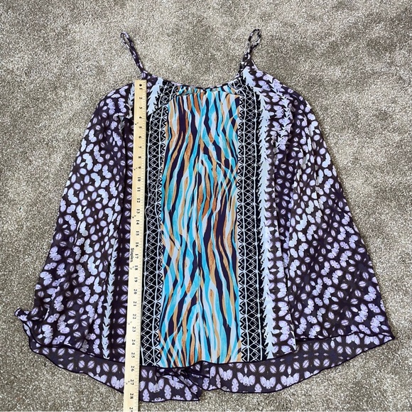 Express dress lightweight boxy fit vibrant multi patterned spaghetti straps SZ L - Picture 12 of 12